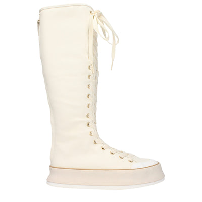 Max Mara Beigefarbene Schnürstiefel aus Stoff