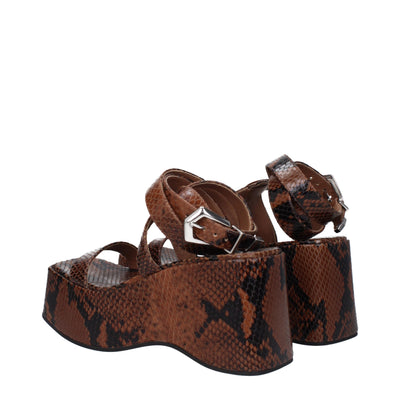 Paris Texas Braune Leder-Keilsandalen