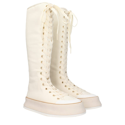 Max Mara Beigefarbene Schnürstiefel aus Stoff