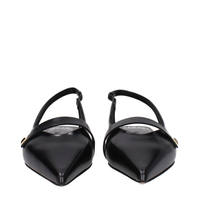 Max Mara Schwarze Leder-Ballett-Flats