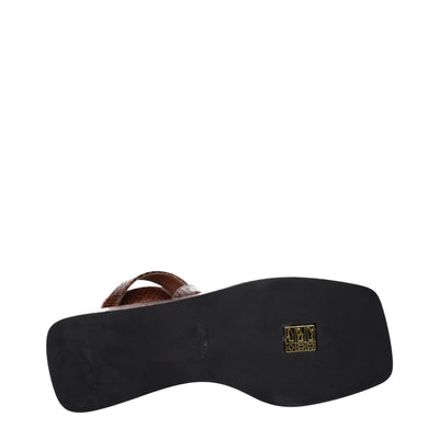 Paris Texas Braune Leder-Keilsandalen