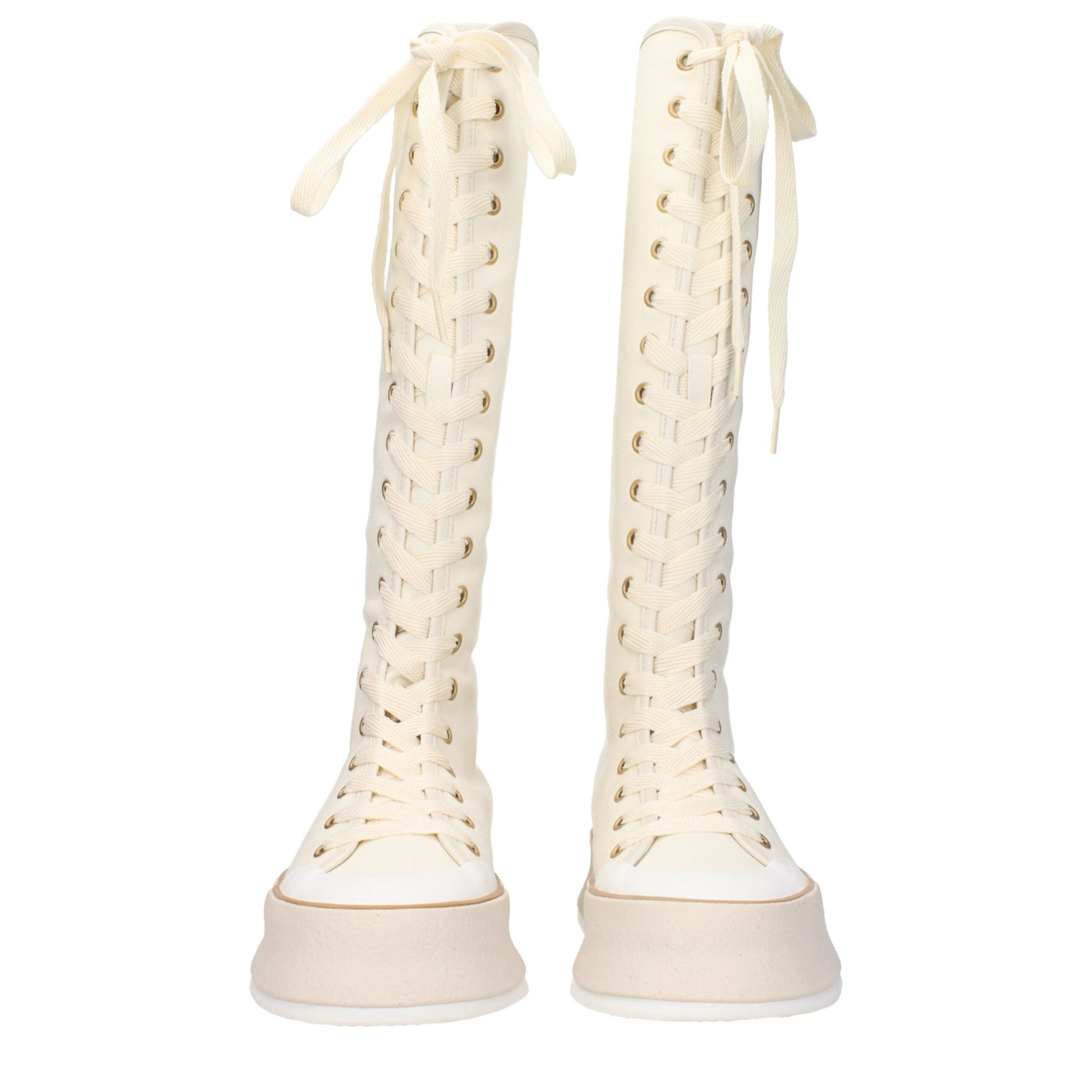 Max Mara Beigefarbene Schnürstiefel aus Stoff