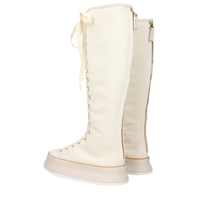Max Mara Beigefarbene Schnürstiefel aus Stoff