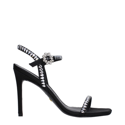 Stuart Weitzman Schwarze Satin Stiletto Heels Sandalen
