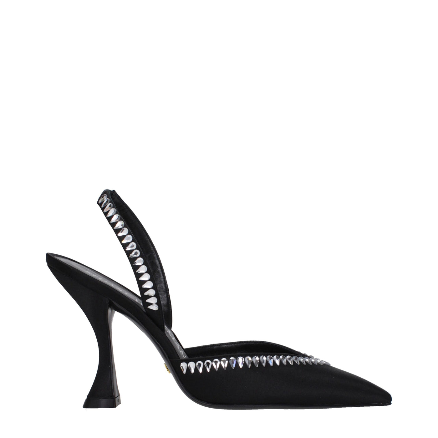 Stuart Weitzman Schwarze Satin Stiletto Heels Sandalen