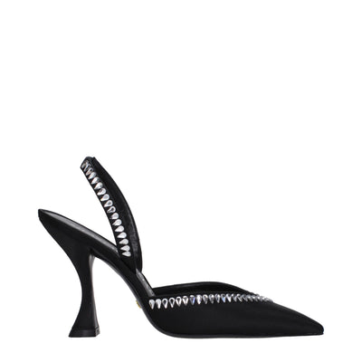 Stuart Weitzman Schwarze Satin Stiletto Heels Sandalen