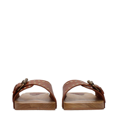 Isabel Marant Braune Lederpantoffeln Sandalen
