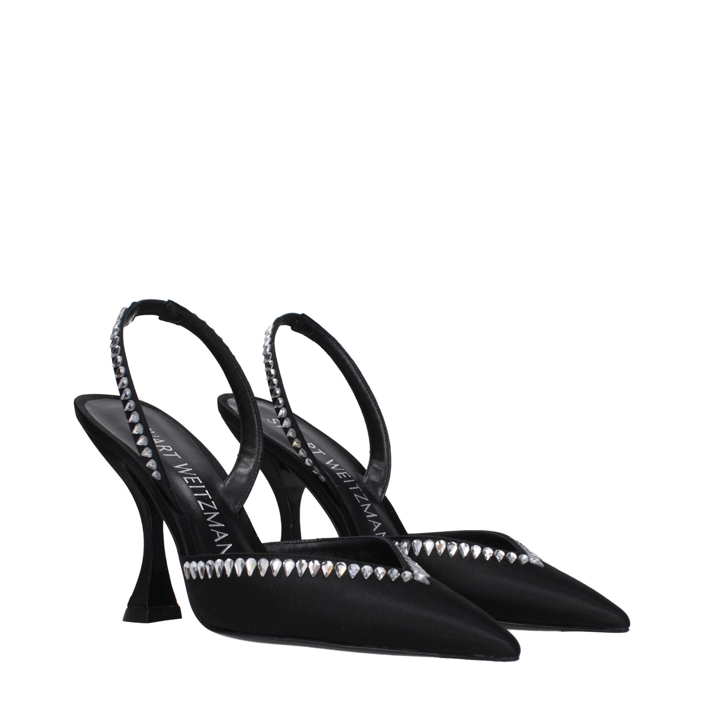 Stuart Weitzman Schwarze Satin Stiletto Heels Sandalen