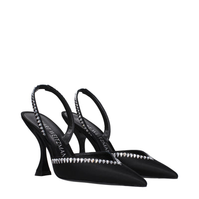Stuart Weitzman Schwarze Satin Stiletto Heels Sandalen