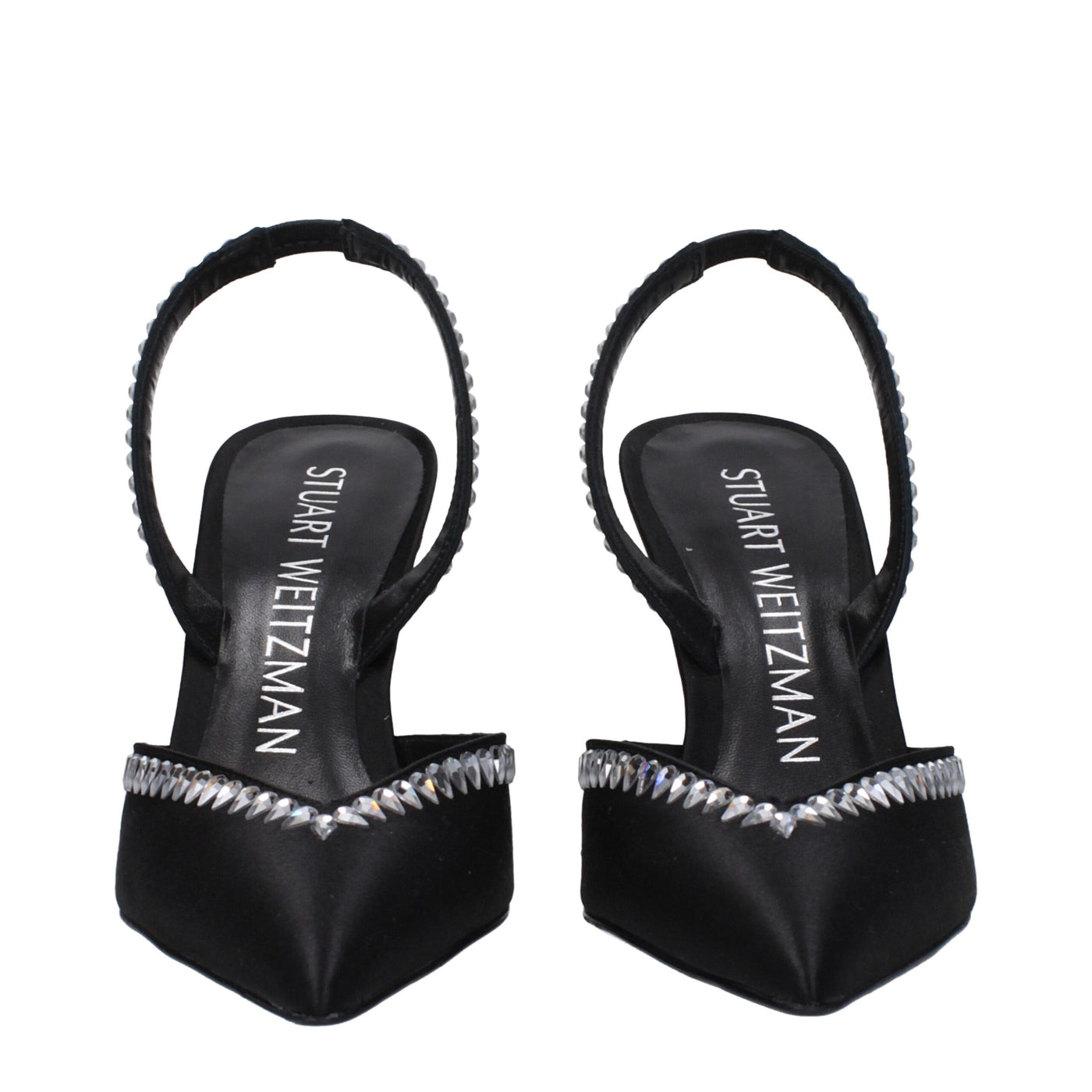 Stuart Weitzman Schwarze Satin Stiletto Heels Sandalen