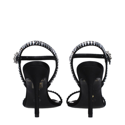 Stuart Weitzman Schwarze Satin Stiletto Heels Sandalen