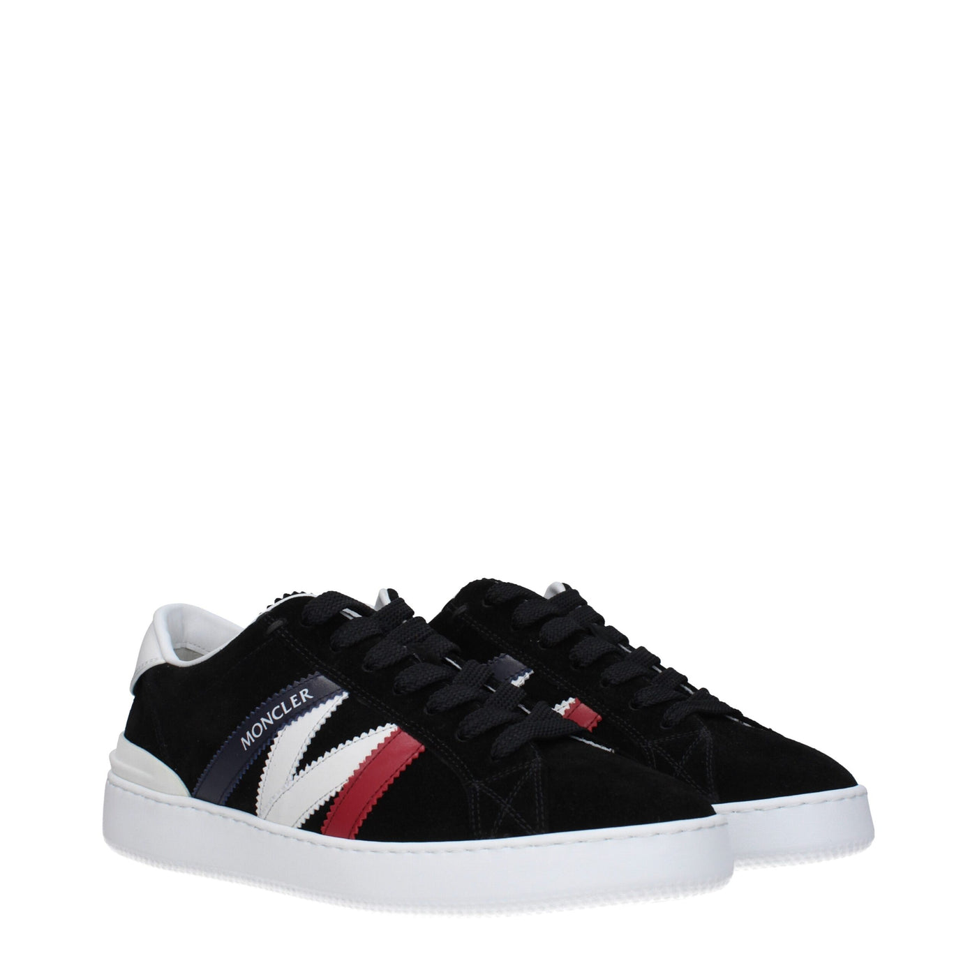 Moncler Schwarze Leder Low Tops