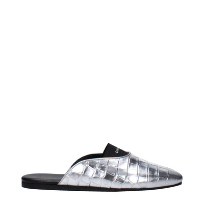 Givenchy Graue Lederpantoffeln Sandalen