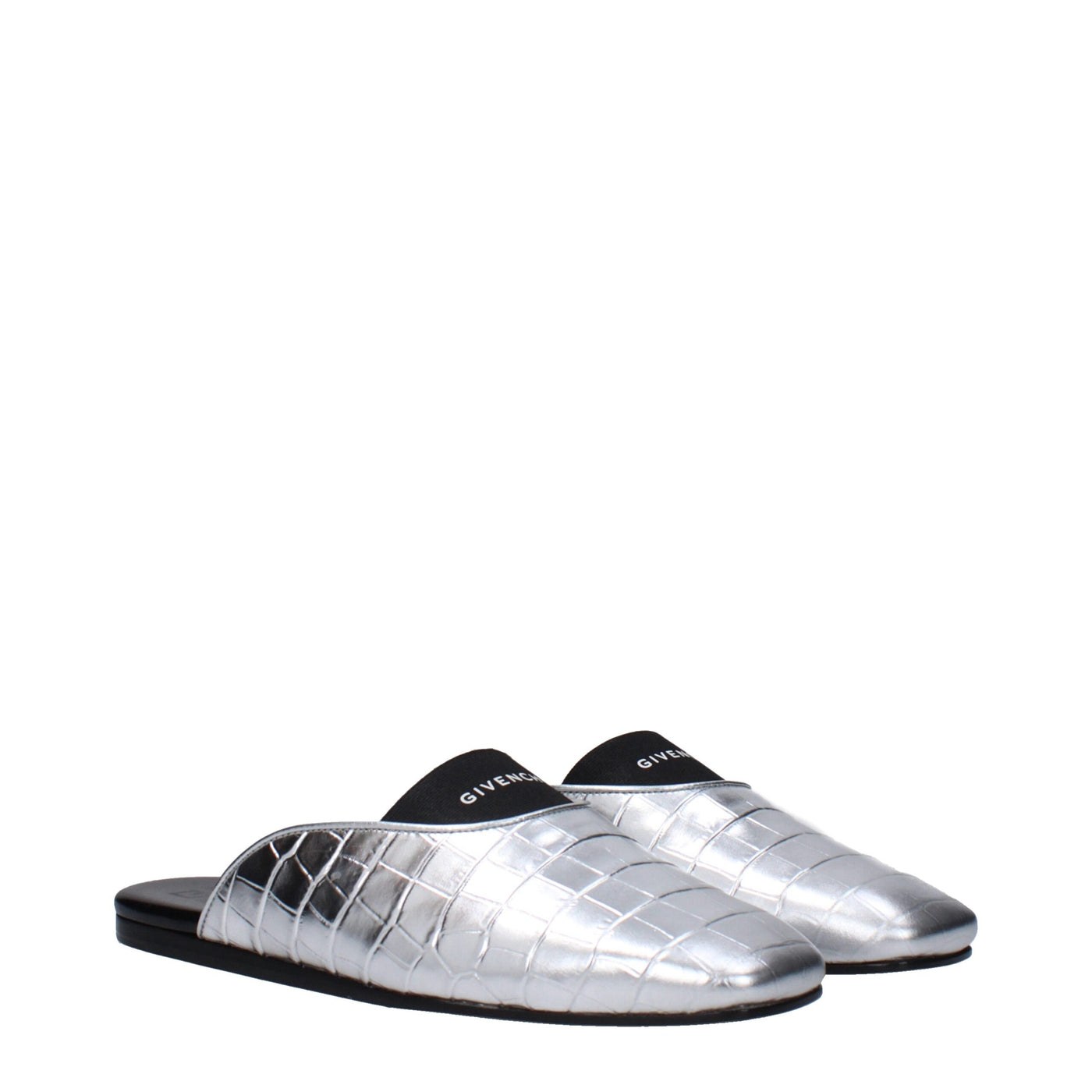 Givenchy Graue Lederpantoffeln Sandalen
