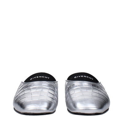 Givenchy Graue Lederpantoffeln Sandalen