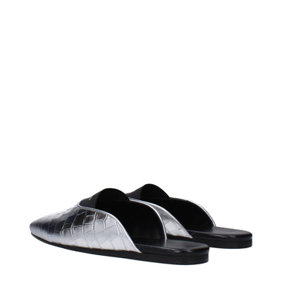 Givenchy Graue Lederpantoffeln Sandalen