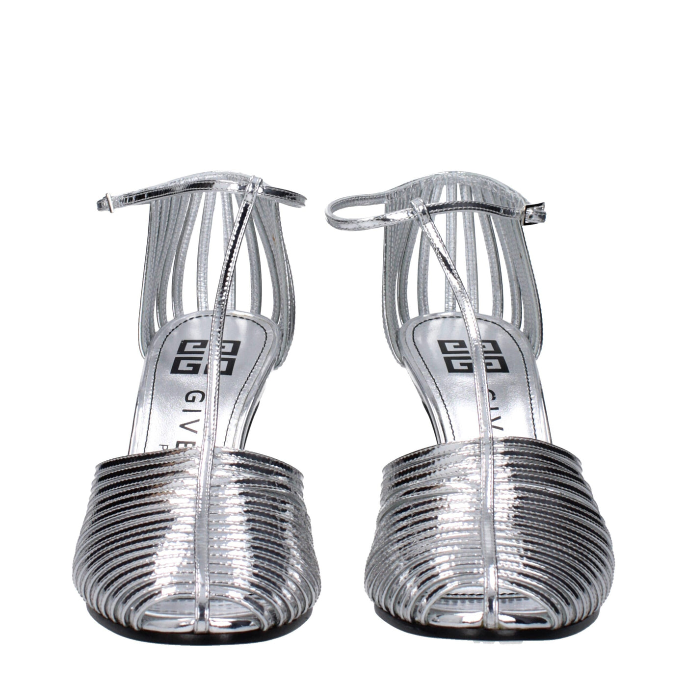 Givenchy Graue Leder Stiletto Heels Sandalen