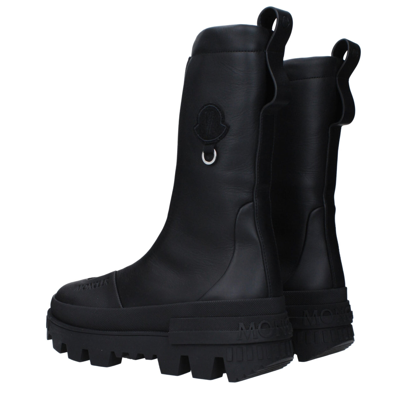Moncler Schwarze Lederstiefeletten