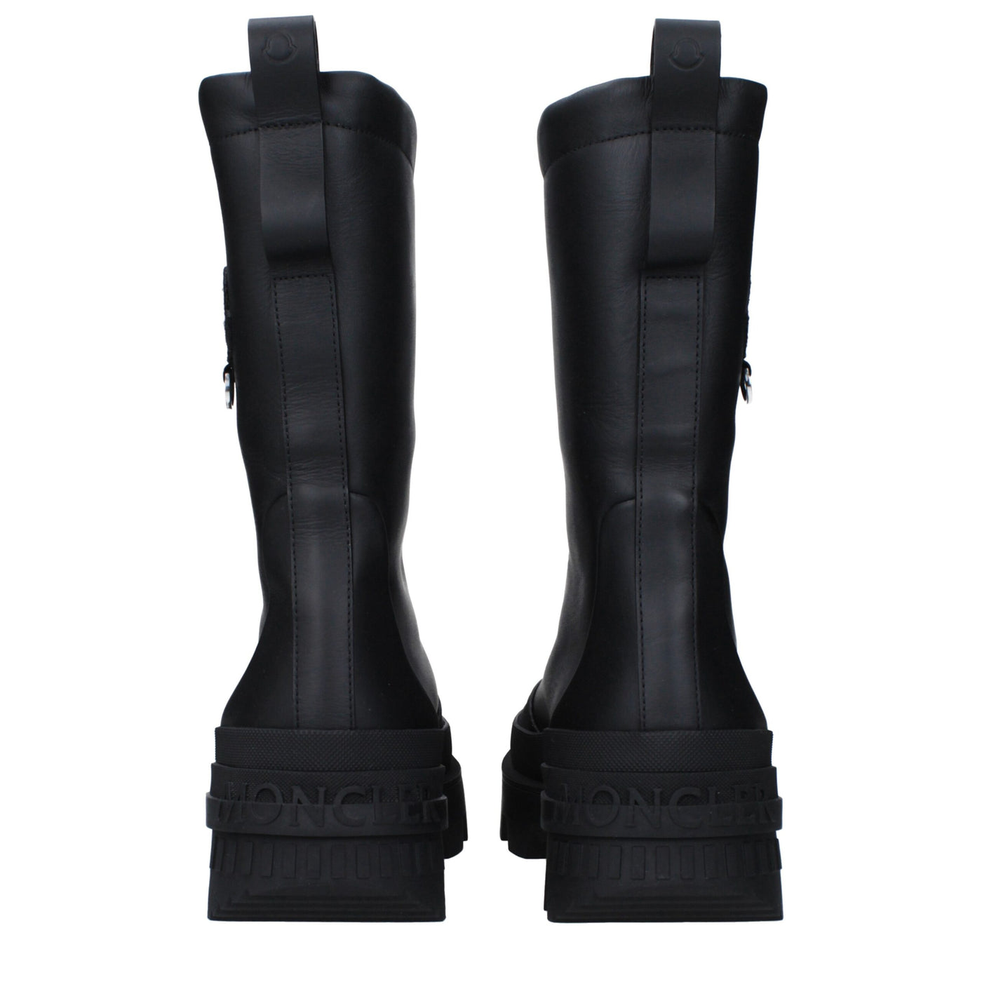 Moncler Schwarze Lederstiefeletten