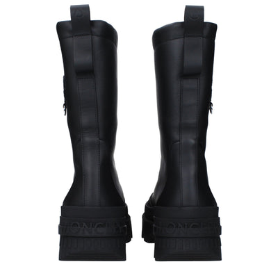 Moncler Schwarze Lederstiefeletten