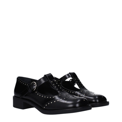Miu Miu Schwarze Leder Slipper