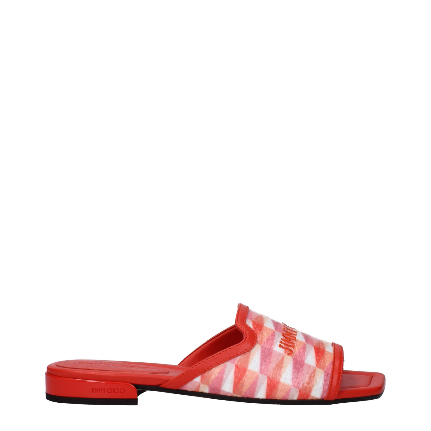 Jimmy Choo Orangefarbene Stoffpantoffeln Sandalen