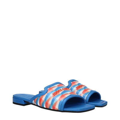 Jimmy Choo Hellblaue Stoffslipper Sandalen
