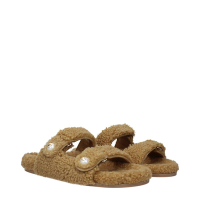 Jimmy Choo Braune Stoffslipper Sandalen