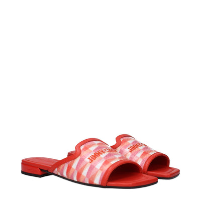 Jimmy Choo Orangefarbene Stoffpantoffeln Sandalen