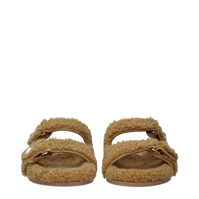 Jimmy Choo Braune Stoffslipper Sandalen