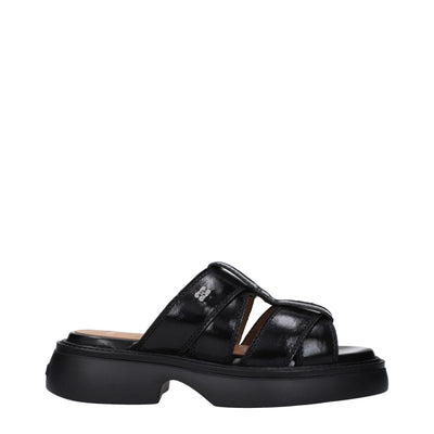 Ganni Schwarze Stoffslipper Sandalen
