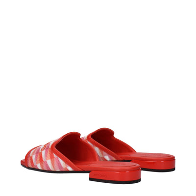 Jimmy Choo Orangefarbene Stoffpantoffeln Sandalen