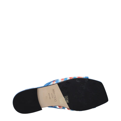 Jimmy Choo Hellblaue Stoffslipper Sandalen