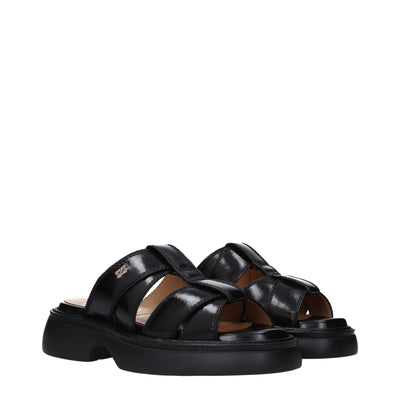 Ganni Schwarze Stoffslipper Sandalen