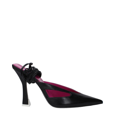 The Attico Schwarze Leder Stiletto Heels Sandalen