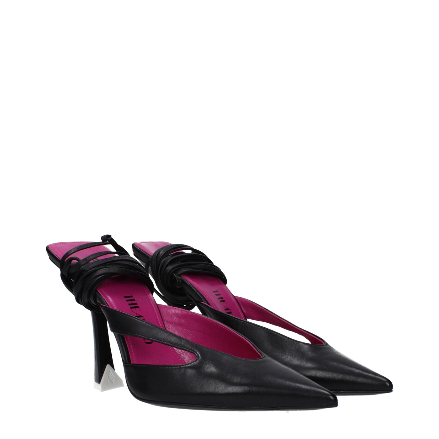 The Attico Schwarze Leder Stiletto Heels Sandalen