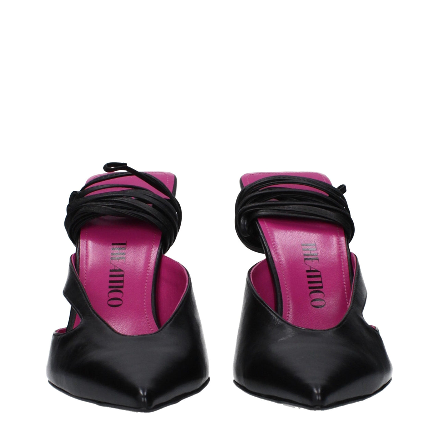 The Attico Schwarze Leder Stiletto Heels Sandalen