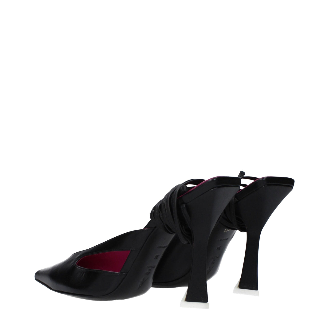 The Attico Schwarze Leder Stiletto Heels Sandalen