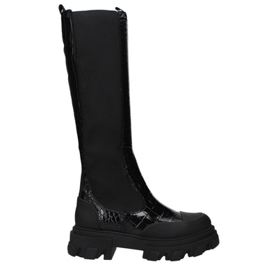 Ganni Schwarzes Leder Over The Knee
