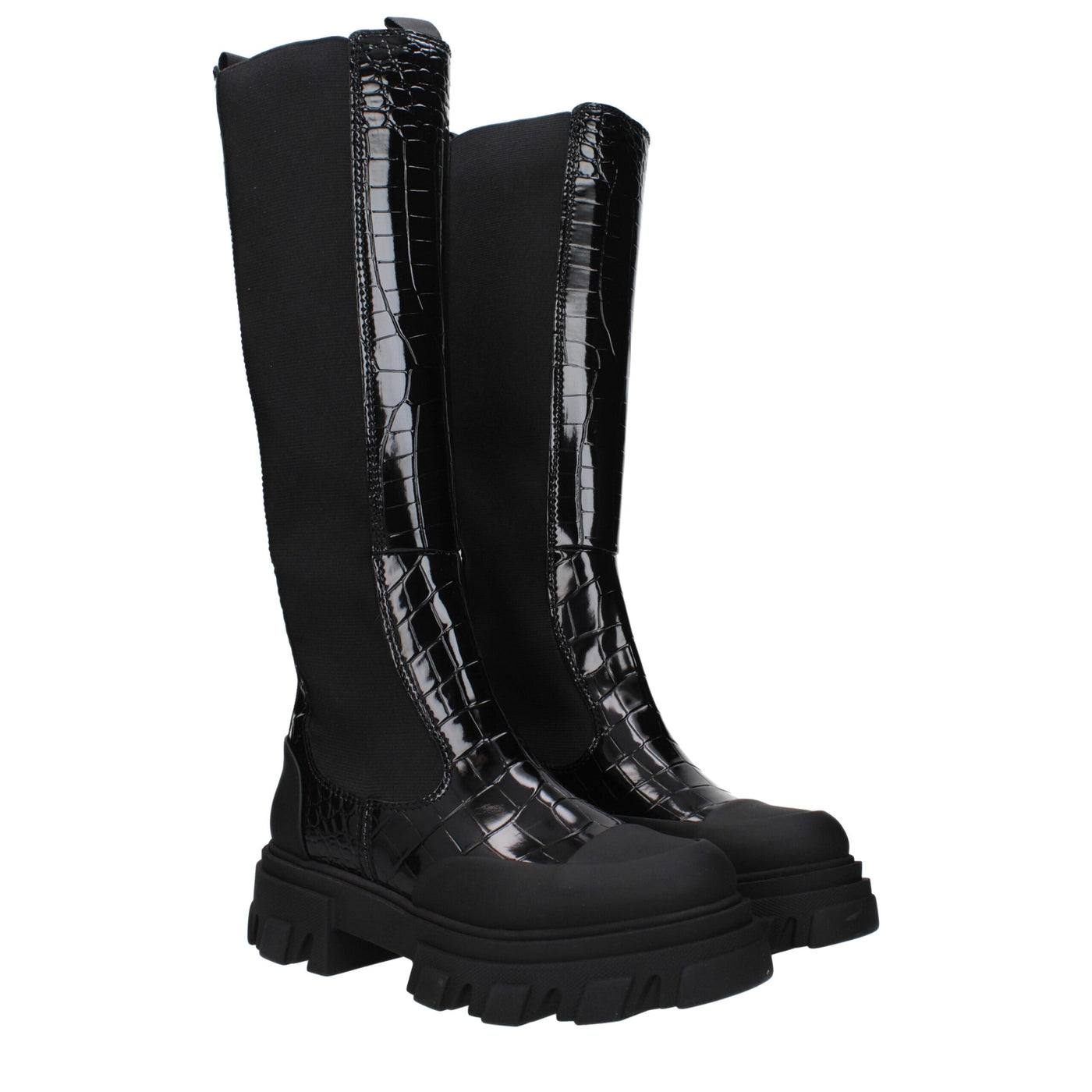 Ganni Schwarzes Leder Over The Knee