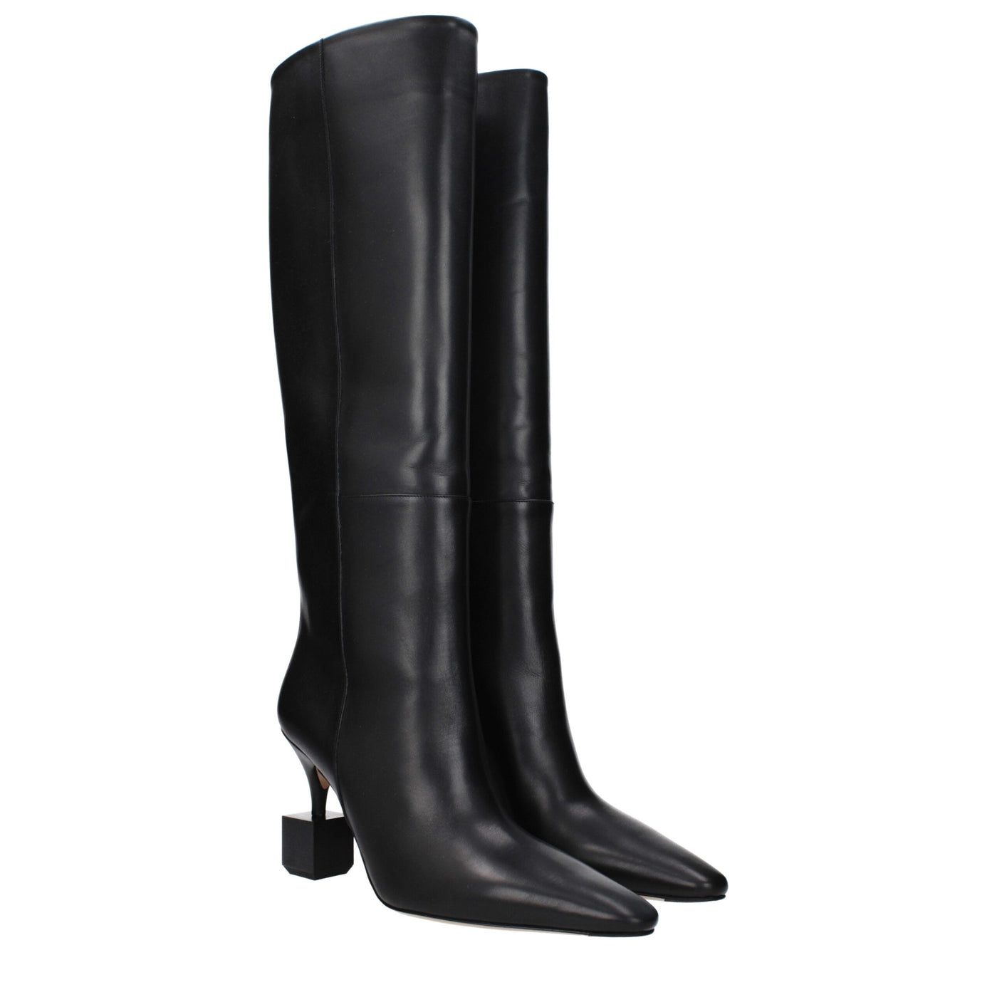 Jacquemus Schwarze Lederstiefel mit hohem Absatz