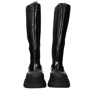 Ganni Schwarzes Leder Over The Knee