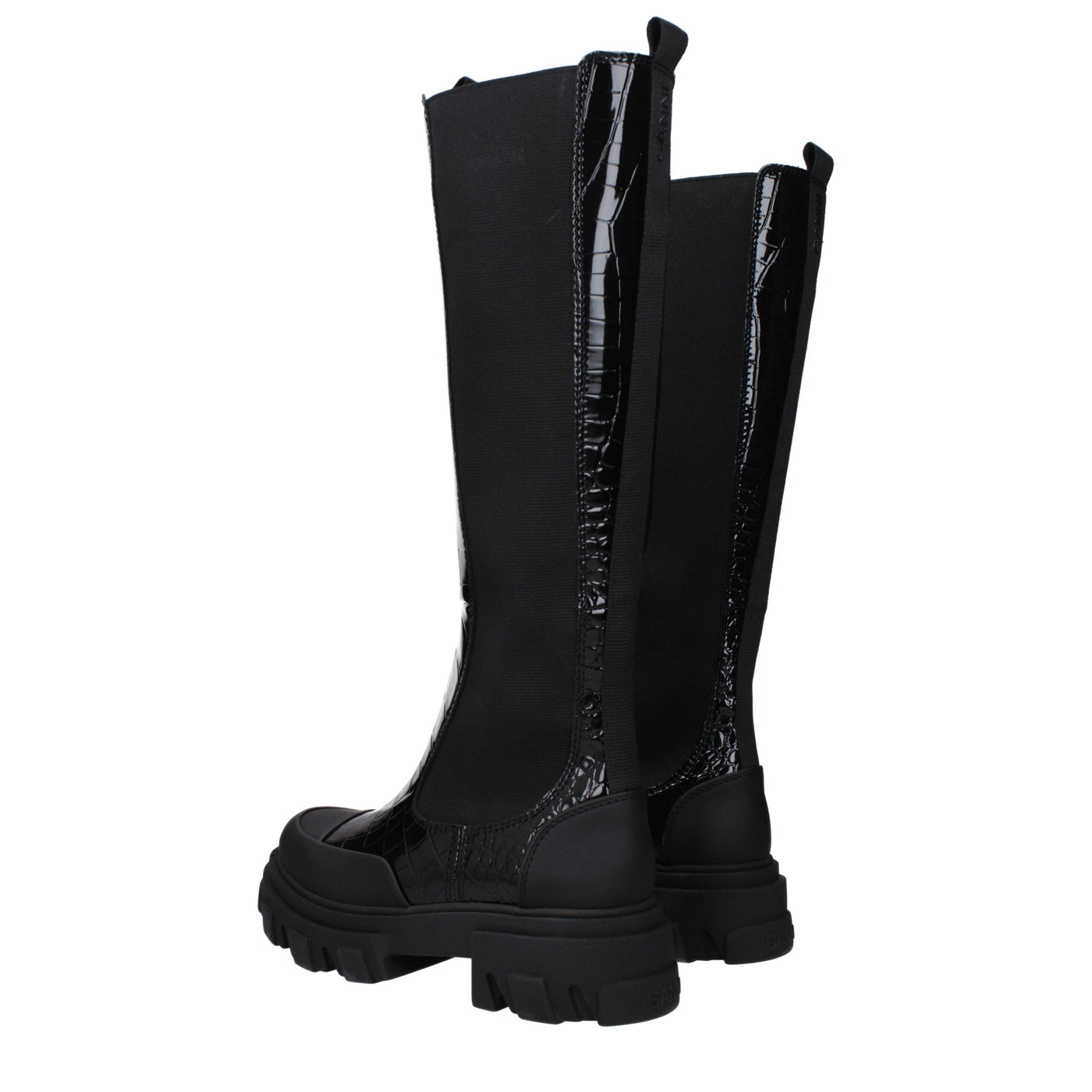 Ganni Schwarzes Leder Over The Knee
