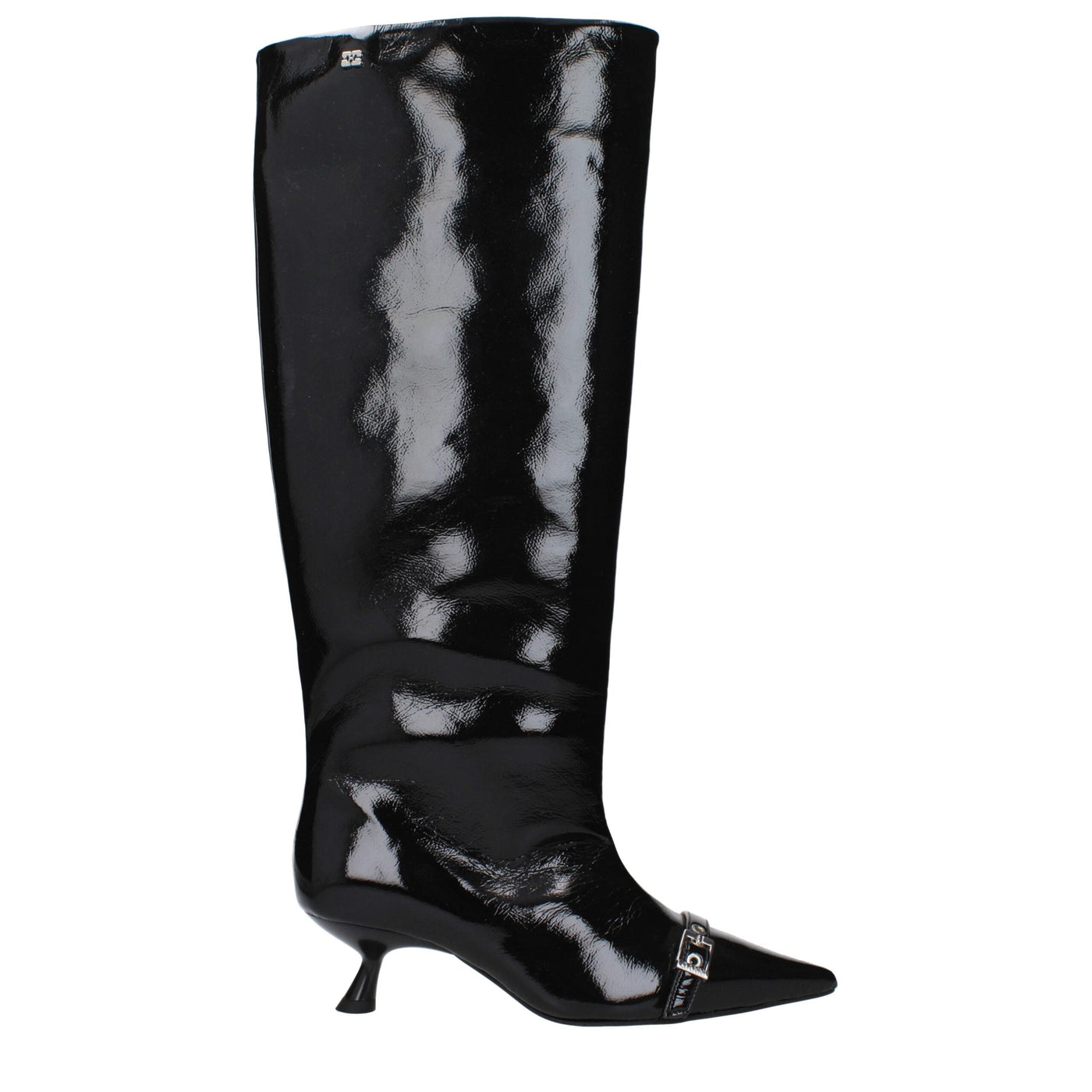 Ganni Schwarze Lederstiefel