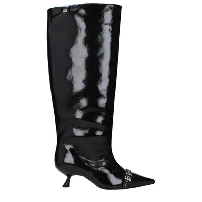 Ganni Schwarze Lederstiefel