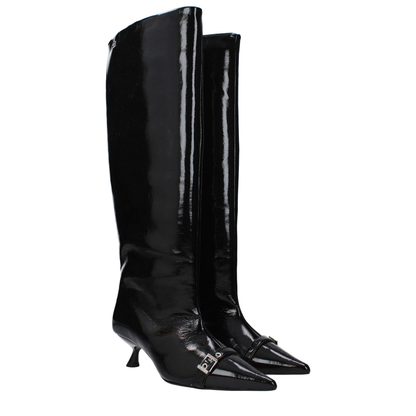 Ganni Schwarze Lederstiefel