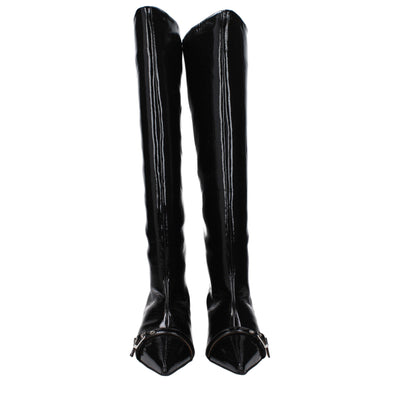 Ganni Schwarze Lederstiefel