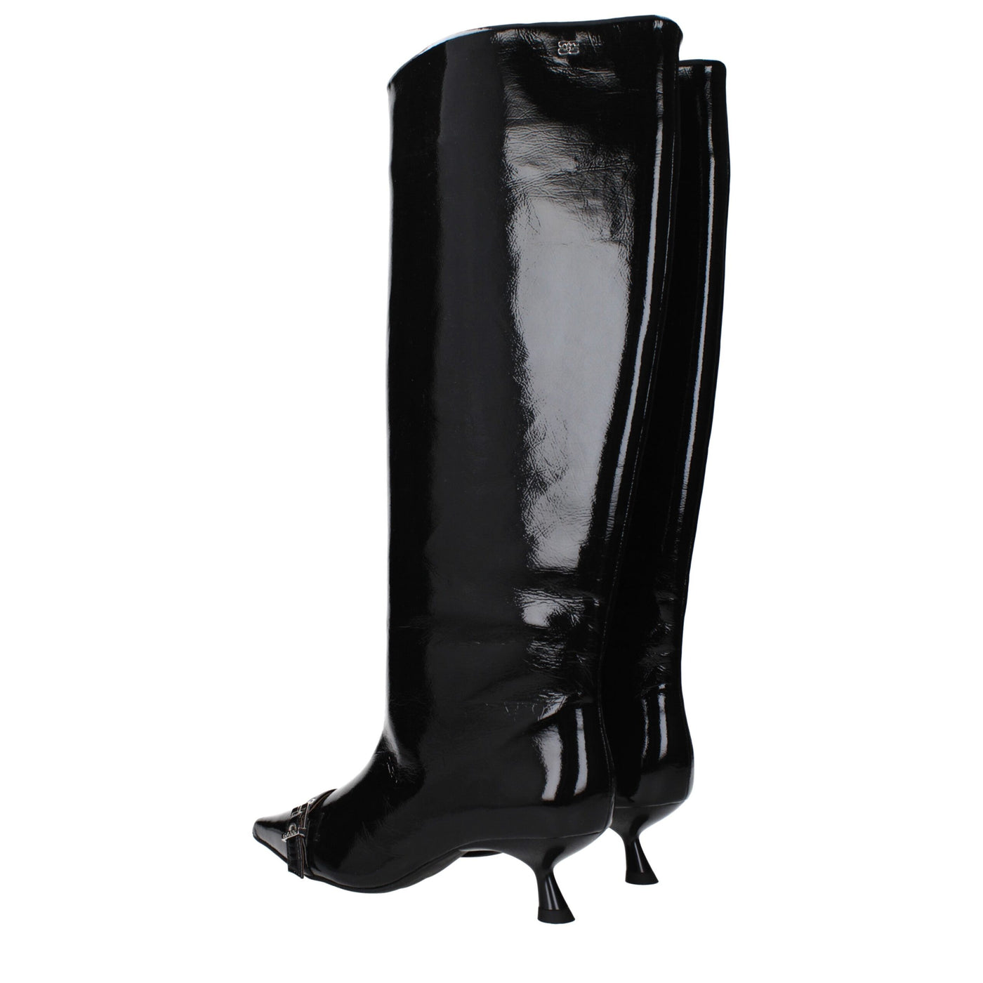 Ganni Schwarze Lederstiefel