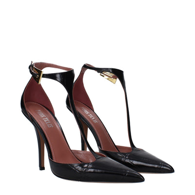 Paris Texas Schwarze Leder High Heel Pumps
