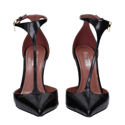 Paris Texas Schwarze Leder High Heel Pumps